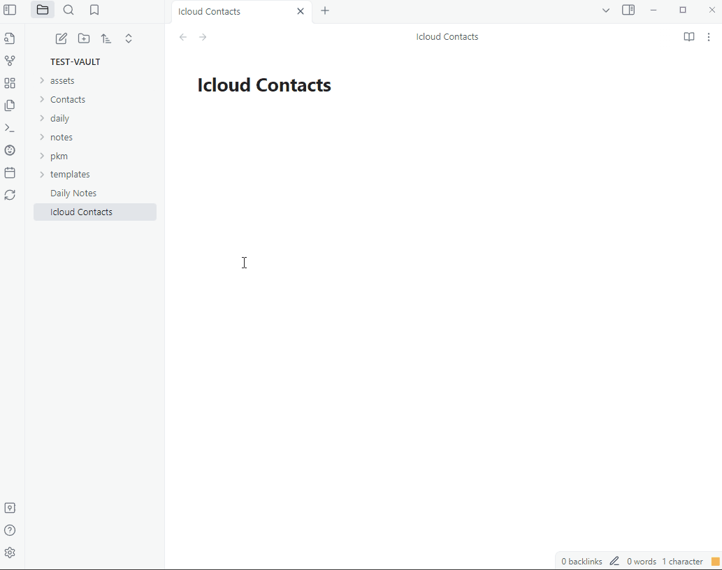 iCloud Contacts integration in Obsidian