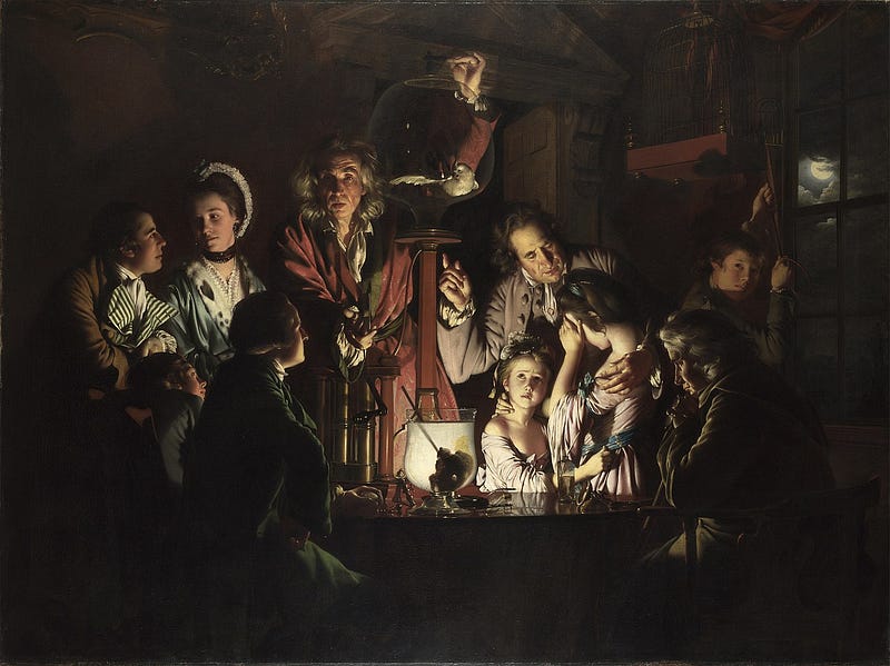 Dramatic scene from Joseph Wright's painting