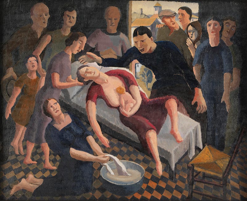 Historical depiction of childbirth