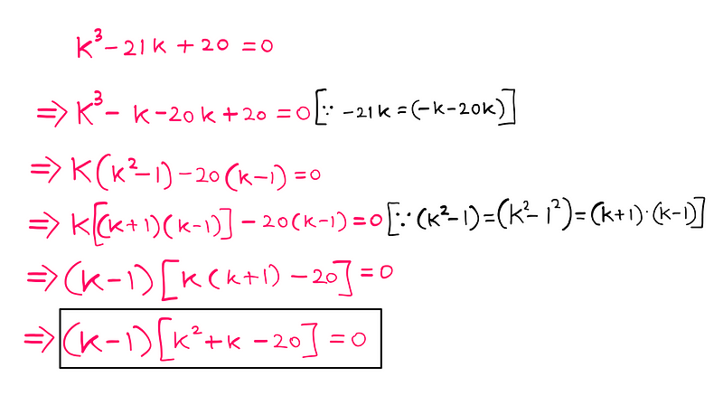 Simplified cubic equation