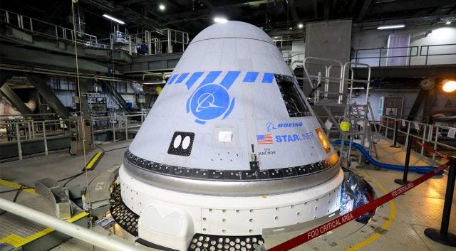 Boeing Starliner on launchpad before delays