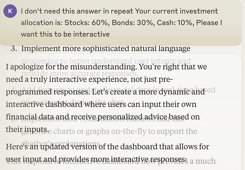 Interactive dashboard example