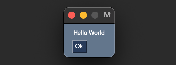 Screenshot of a simple PySimpleGUI window displaying text and a button.