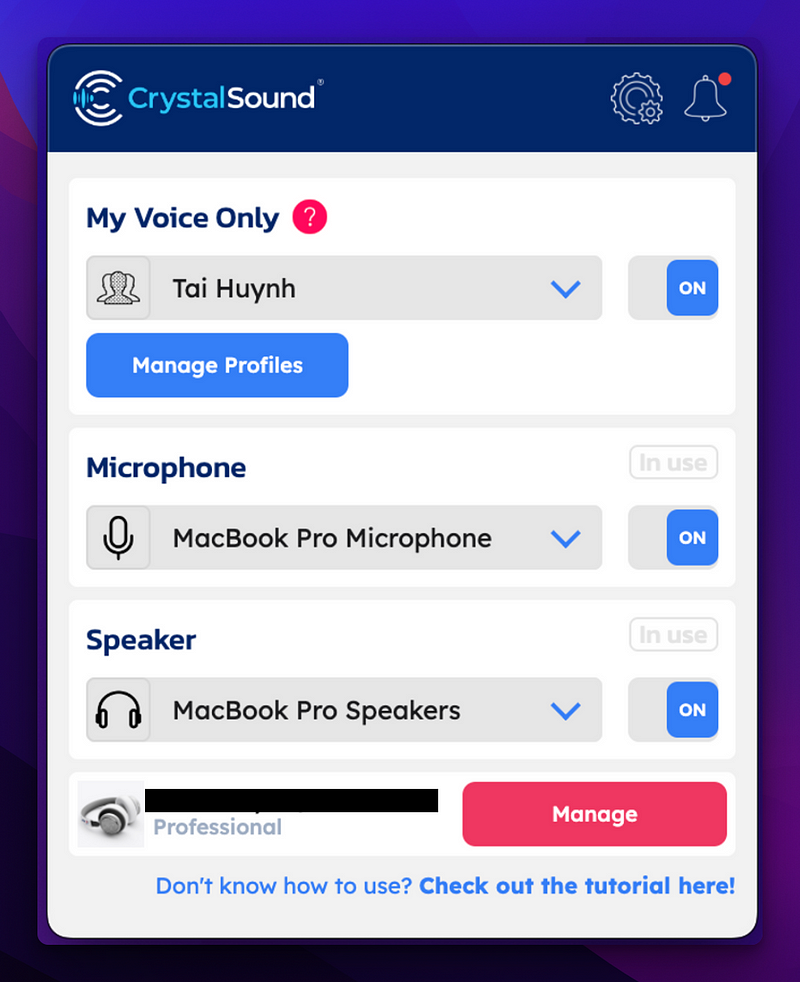 Crystal Sound app screenshot