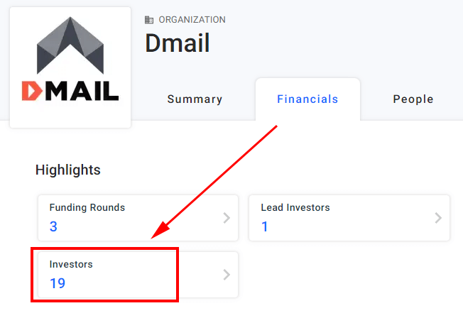 Dmail funding rounds and investors