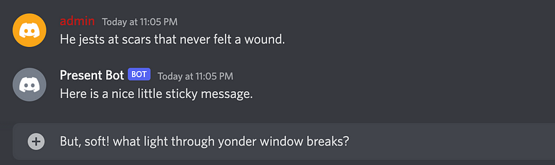 Another message sent in Discord