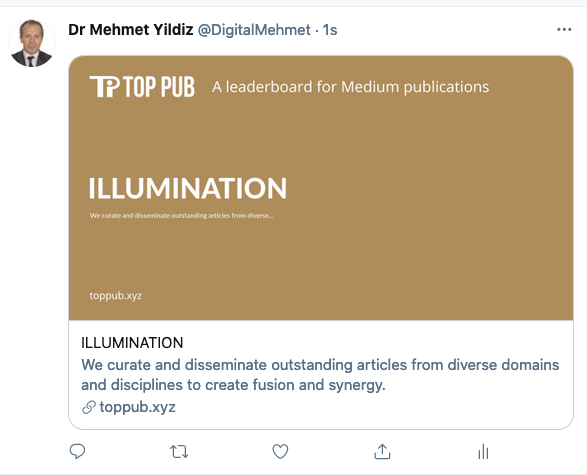 Sample tweet for a publication from TopPub