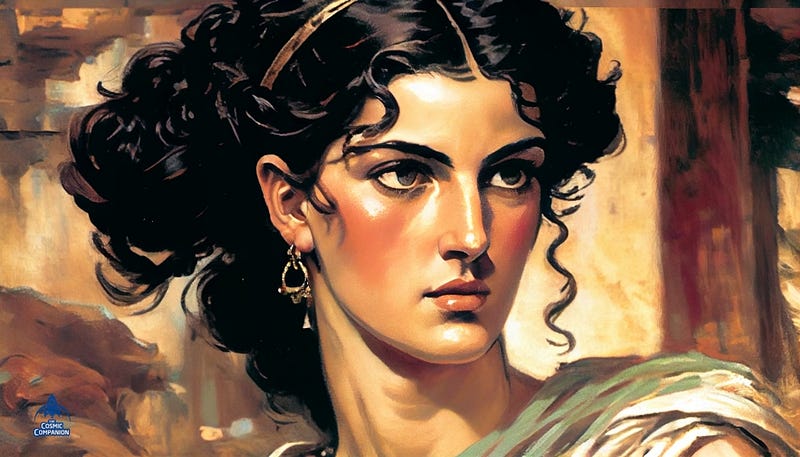 Hypatia of Alexandria depicted through AI technology