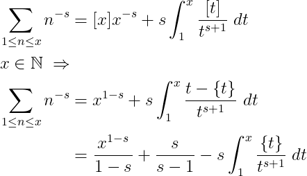 Representation of the Riemann zeta function series.