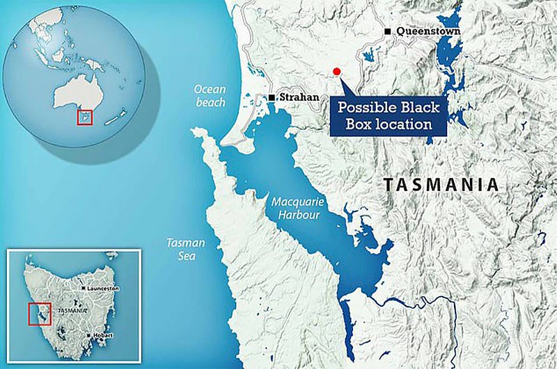 Map showing a potential location for Earth’s Black Box