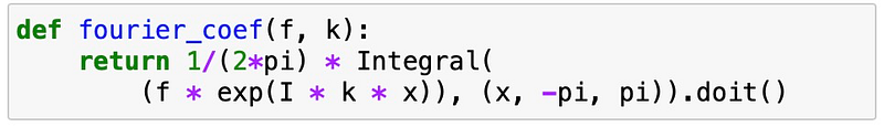 Function to calculate Fourier coefficients