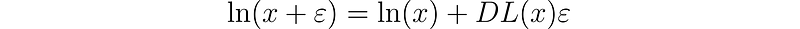 Expression for the derivative of the natural logarithm.