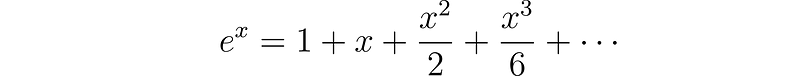 Power series representation of the exponential function.