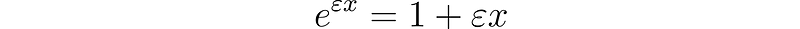 Simplified expression for evaluating the exponential function.